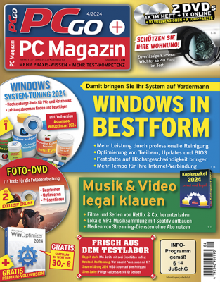 PCgo Premium Gold XXL mit 2 DVDs in jeder Ausgabe (inkl. online Zugriff) , 1 Jahres-DVD mit den PDF Ausgaben der letzten zwei Jahre sowie eine Prämie Ihrer Wahl.